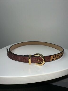 Oscar by Oscar De La Renta Leather and Haircalf Belt in Brown and Leopard